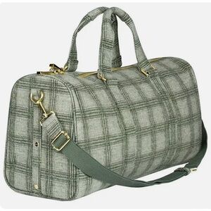Stoney Clover Lane Wool Green Plaid Duffle Bag Snowed In Green